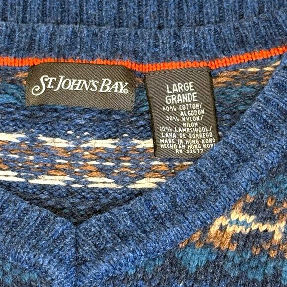 St. John’s Bay Fair Isle Sweater Men’s L Blue - Picture 5 of 11